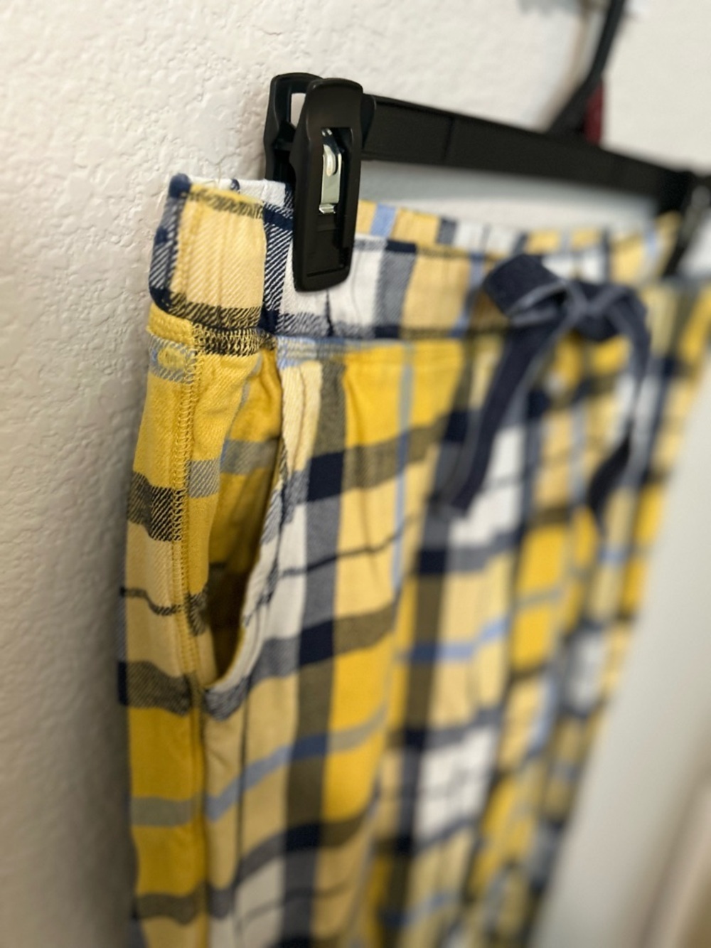Aerie Plaid Flannel Jogger Pajama Pants Yellow Navy Drawstring Size Small Long - Picture 4 of 5